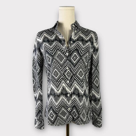 J. Crew Tops - J.Crew 100% Linen Boy Shirt in Diamond Ikat Size 00